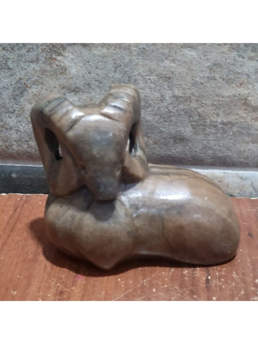 Vintage Hand Carved Ram Bighorn Sheep Soapstone Figurine